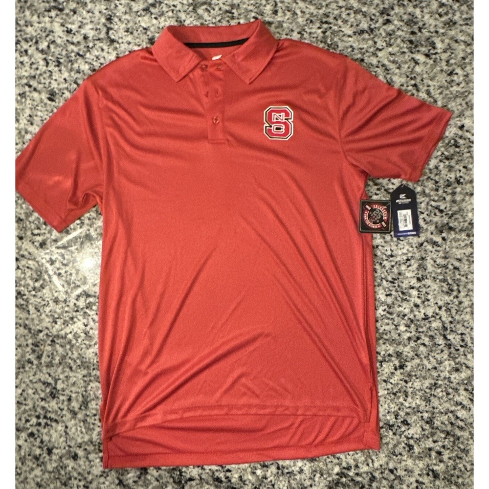 Colosseum NC State Wolfpack 3-Button Short Sleeve Polo Men's‎ S Red White #387